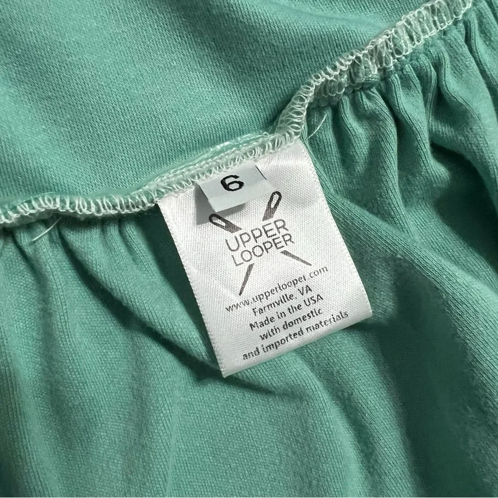 Upper Looper 6Y Handmade Green Bunny Pocket Twirl Dress